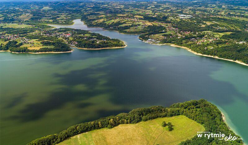 Jezioro Dobczyckie z lotu ptaka