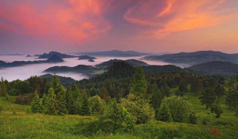 View of the Pieniny Mountains