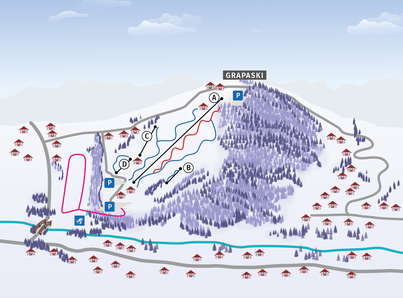 mapa stacji narciarskiej GrapaSki