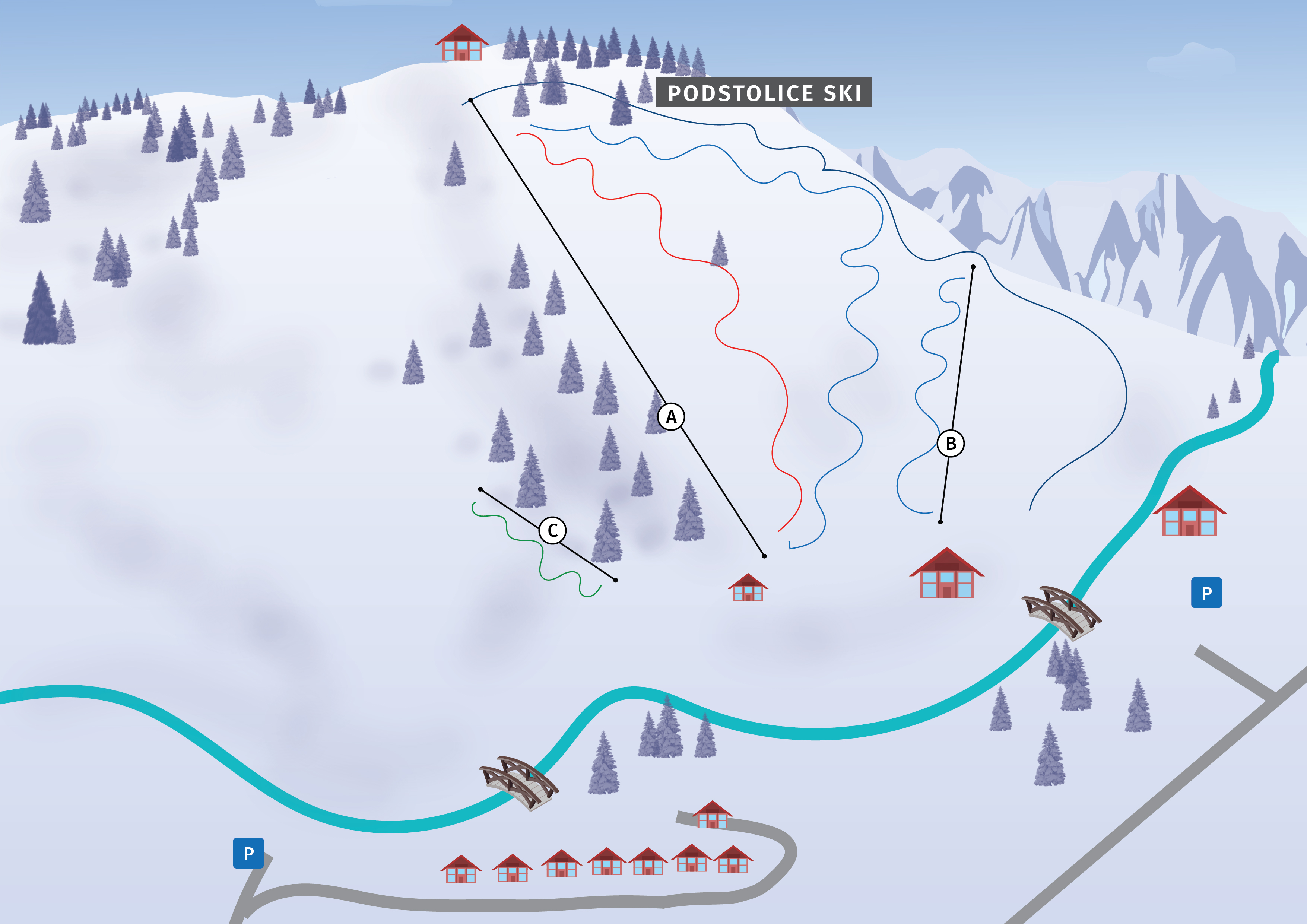mapa stacji narciarskiej Podstolice Ski
