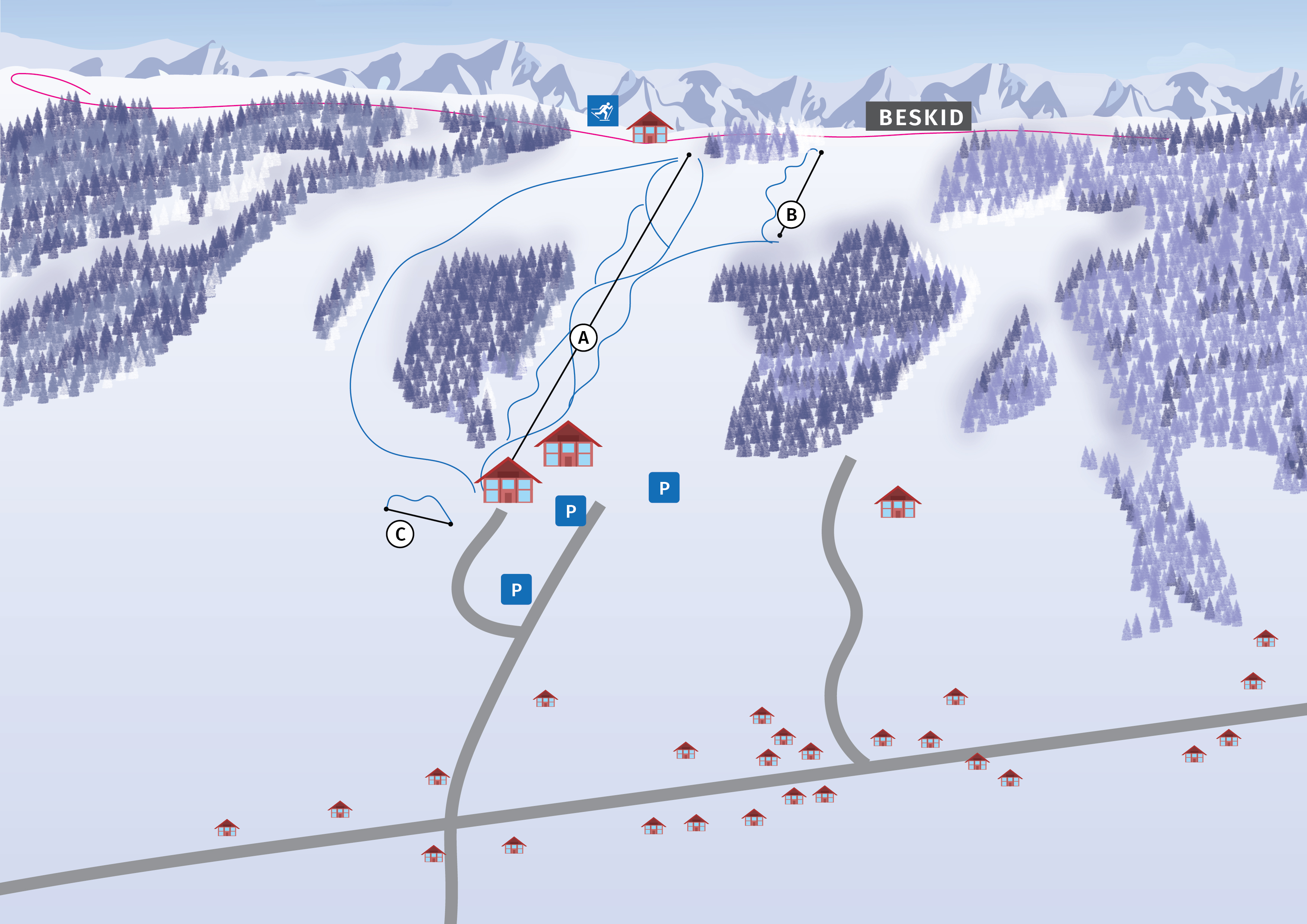 mapa stacji narciarskiej Beskid Spytkowice