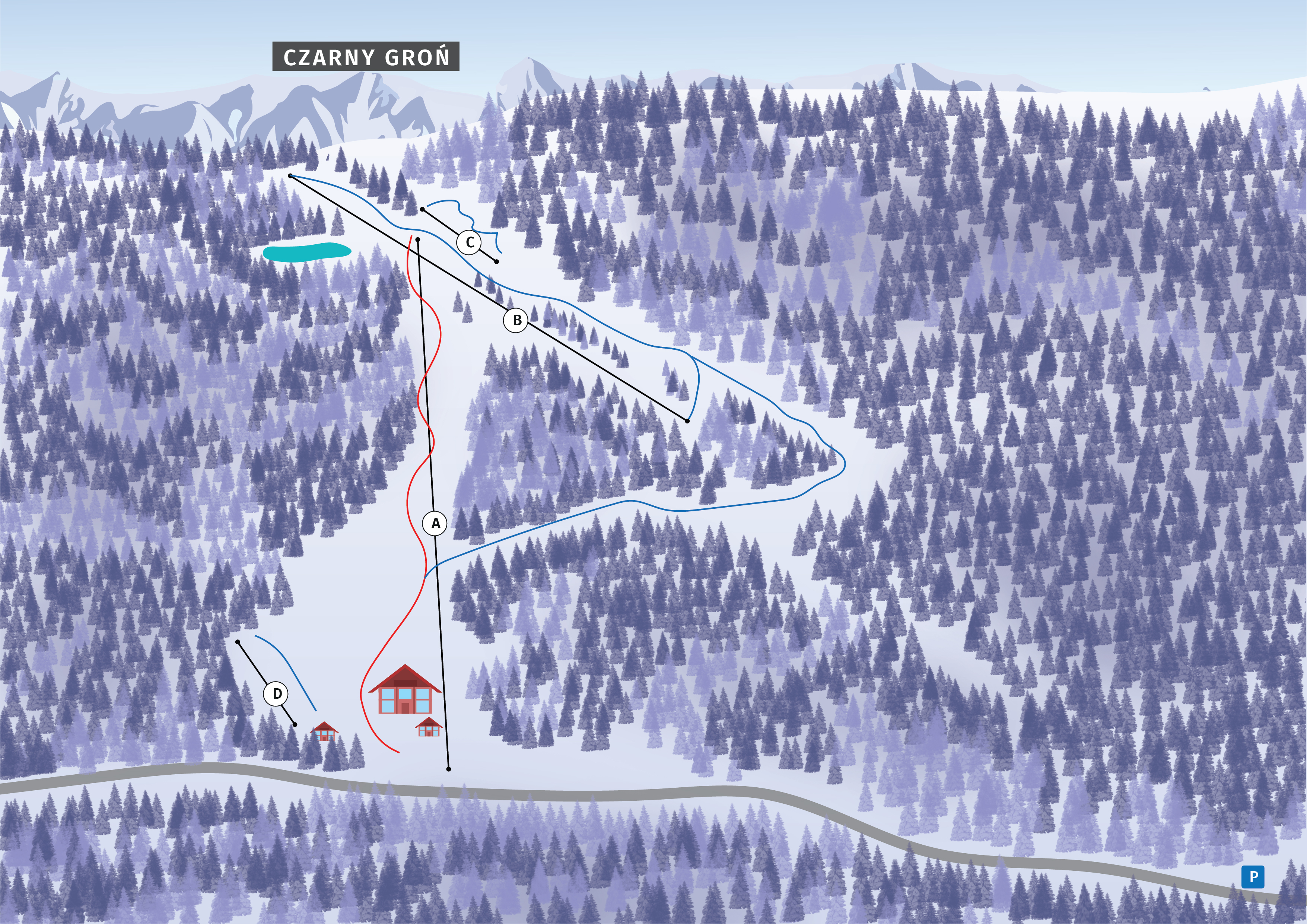 mapa stacji narciarskiej Czarny Groń
