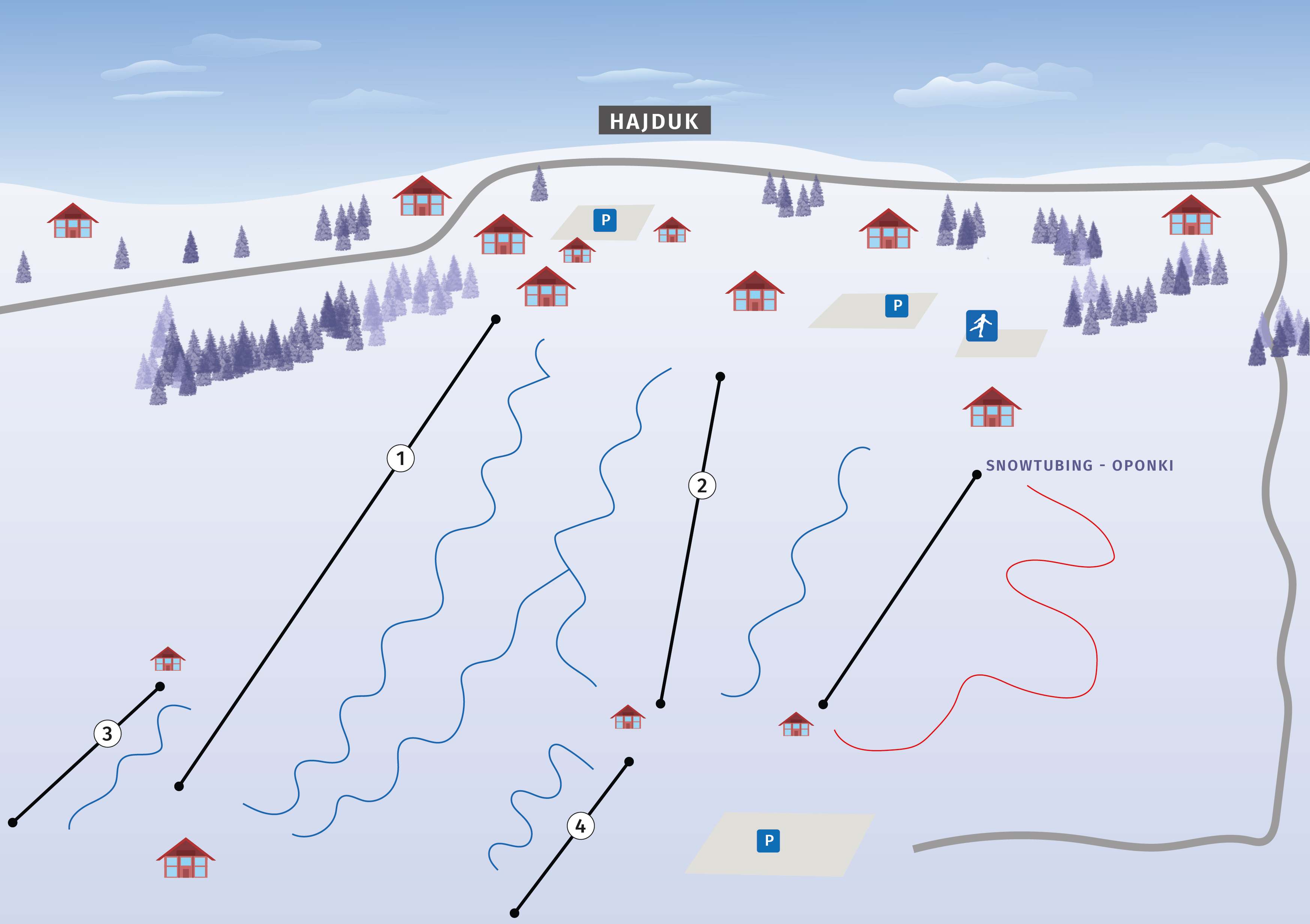 mapa stacji narciarskiej Hajduk