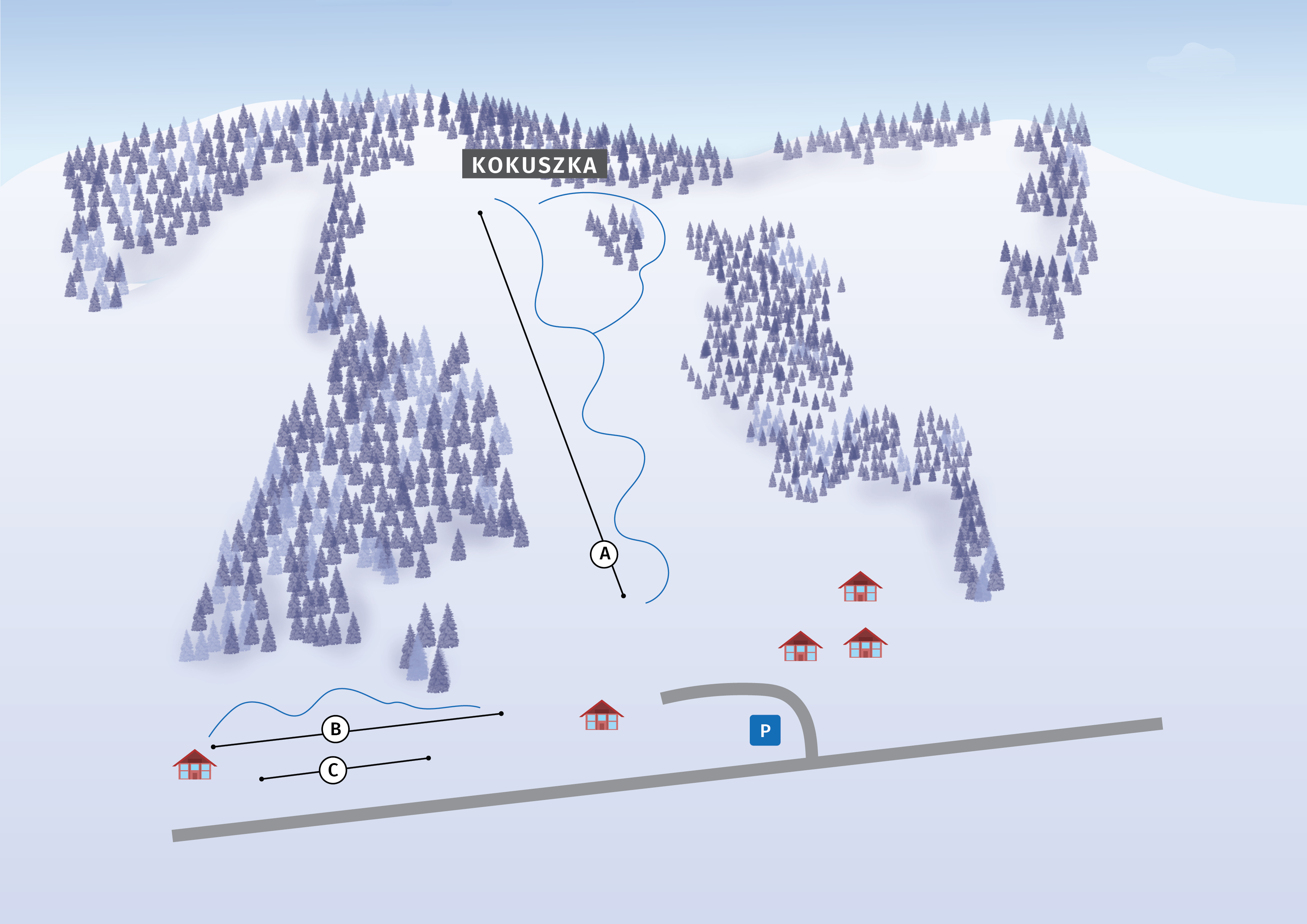 Mapa stacji narciarskiej Kokuszka