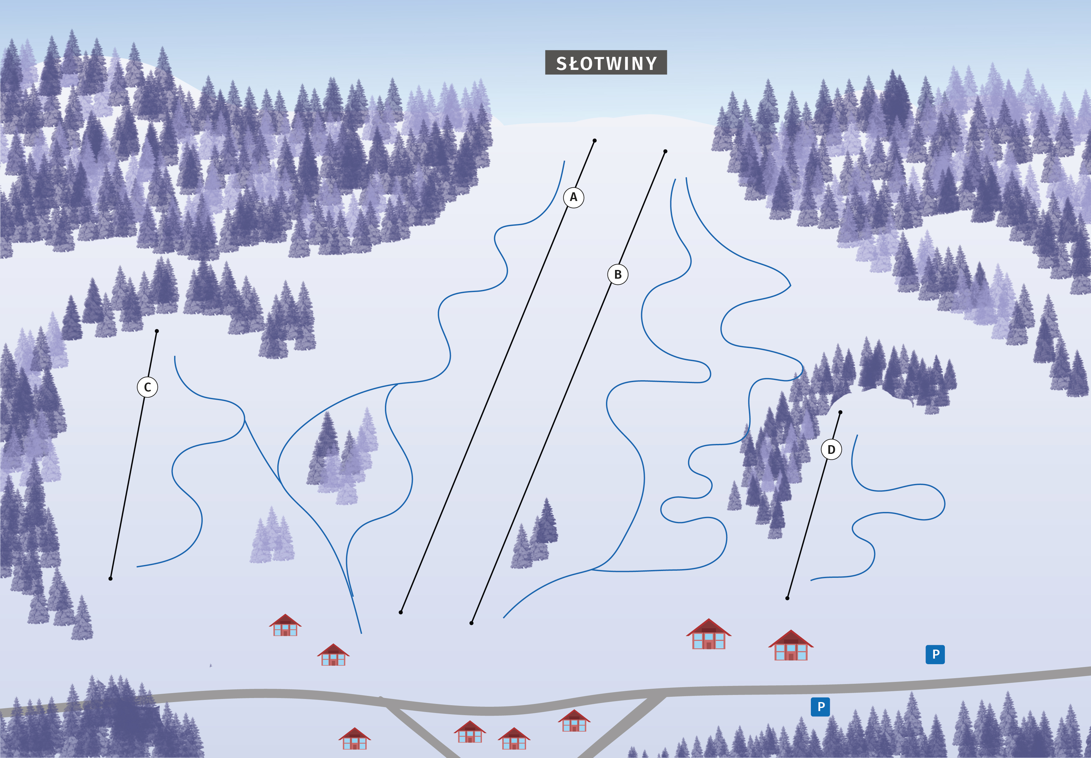 mapa stacji narciarskiej Słotwiny