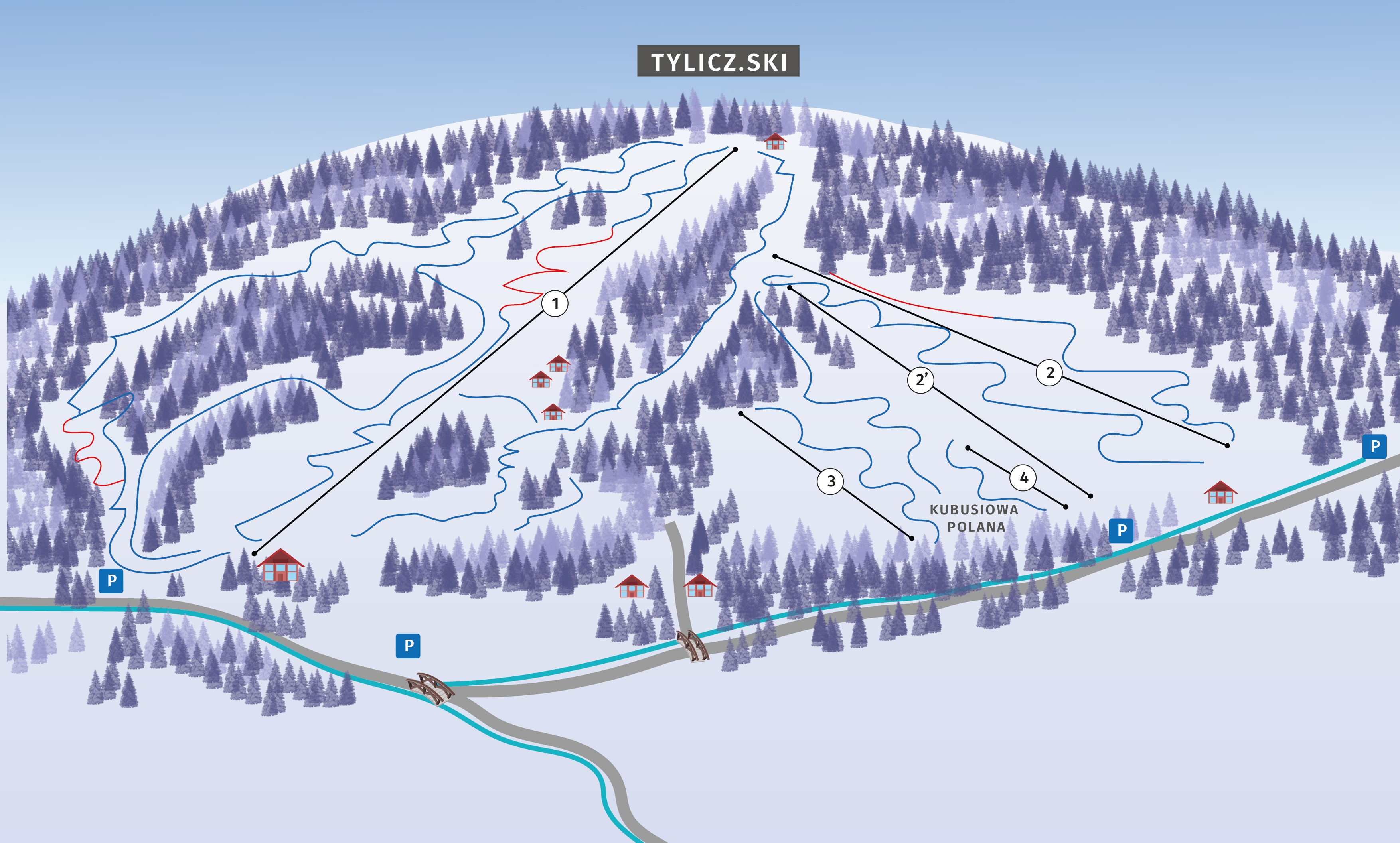 mapa stacji narciarskiej Tylicz ski